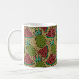 Caneca De Café padrão uniforme de fruta   Padrão da superfície