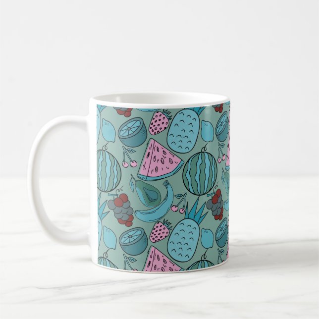 Caneca De Café padrão uniforme de fruta | Padrão da superfície da (Esquerda)