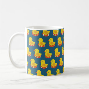 Caneca De Café padrão uniforme de pata de borracha amarela. Vint