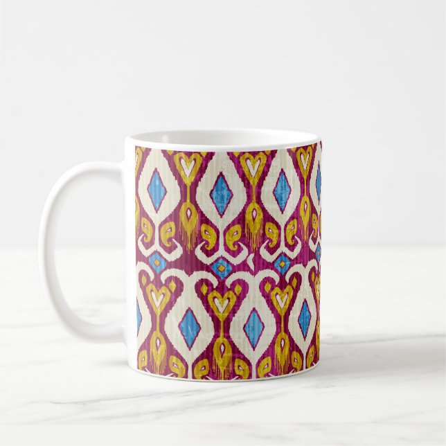 Caneca De Café Padrão uniforme do tecido ikat tradicional (Esquerda)