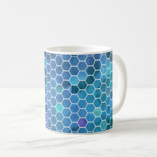 Caneca De Café Padrão Verde de Honeycomb Azul
