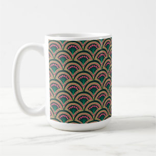 Caneca De Café padrão verde em forma de concha