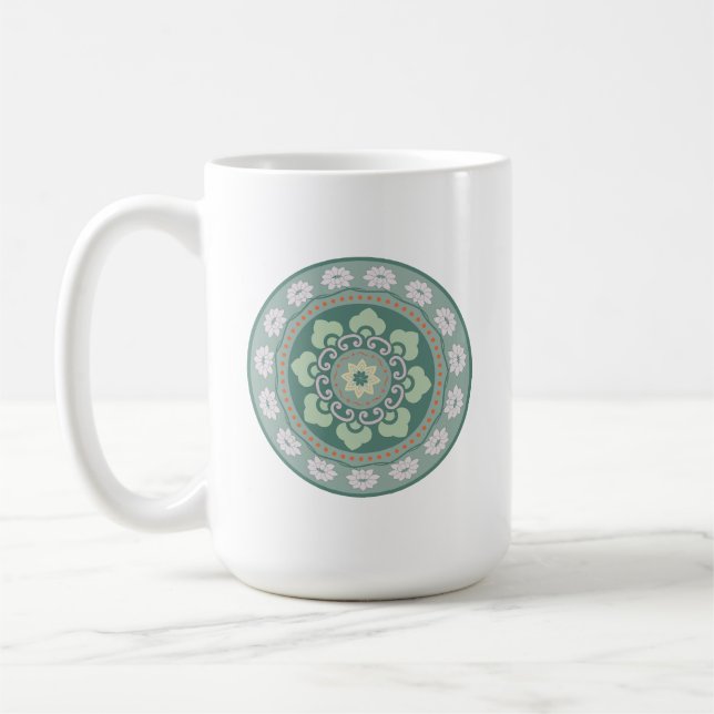 Caneca De Café padrão verde roseto chinês tradicional (Esquerda)