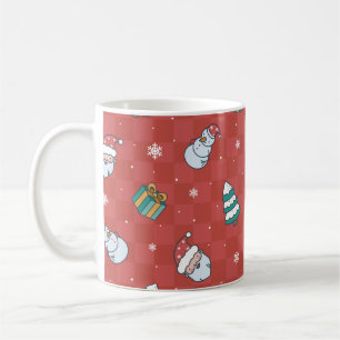 Caneca De Café Padrão vermelho de natalismo minimalista