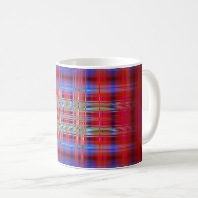 Caneca De Café Padrão vermelho e azul (Frente Esquerda)
