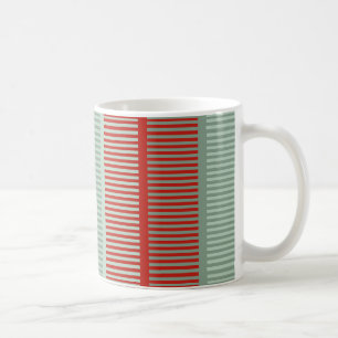 Caneca De Café Padrão Vermelho e Verde listrado