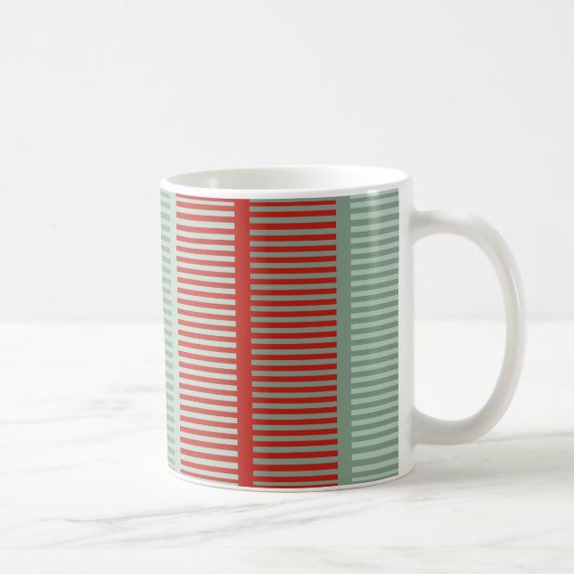 Caneca De Café Padrão Vermelho e Verde listrado (Direita)