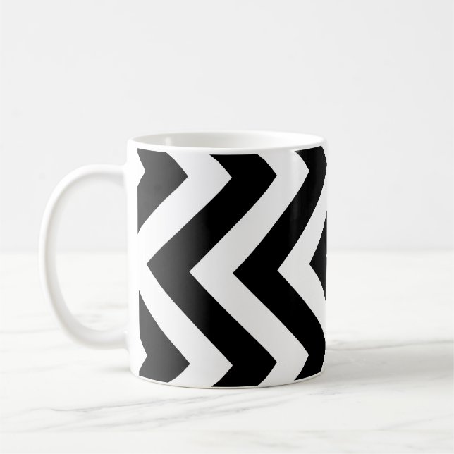 Caneca De Café Padrão Vertical Grande Preto e Branco (Esquerda)