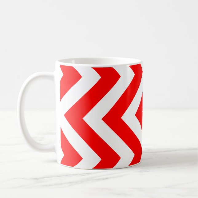 Caneca De Café Padrão Vertical Grande Vertical, Vermelho e Branco (Esquerda)
