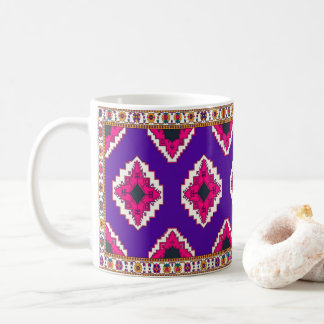 Caneca De Café Padrão Vibrante de Arte Popular Boho Geométrico Ro