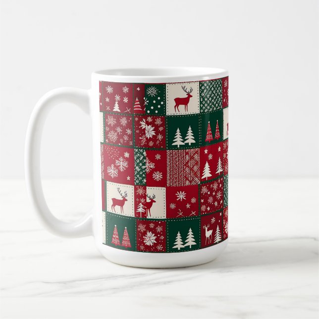 Caneca De Café Padrão Vibrante de Natal (Esquerda)