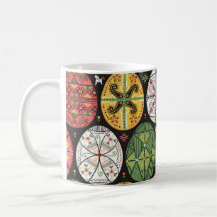 Caneca De Café padrão vintage com pysanky. Padrão de ovos de P