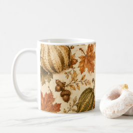 Caneca De Café Padrão Vintage de Abóbora e Cabaças de Outono 