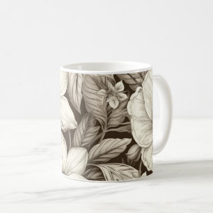 Caneca De Café Padrão Vintage Floral Sepia (6)