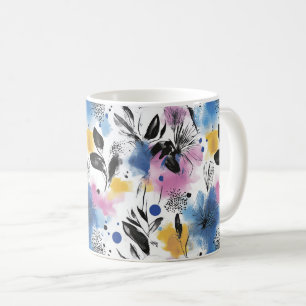 Caneca De Café Padrão Vintage Watercolor Floral Abstrato (13)