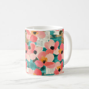 Caneca De Café Padrão Vintage Watercolor Floral Abstrato (4)