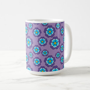 Caneca De Café Padrão Violet Blue Flowers