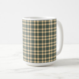 Caneca De Café Padrão Xadrez Amarelo Verde