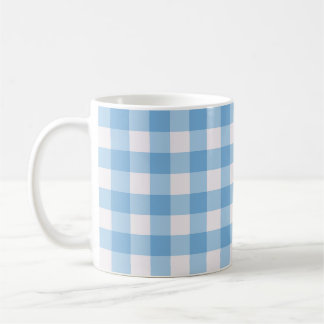 Caneca De Café Padrão Xadrez Azul
