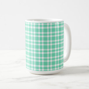 Caneca De Café Padrão Xadrez Branco Aquamarine