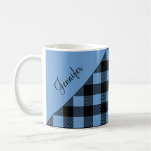 Padrão Xadrez Buffalo Azul Moderno Nome Café
