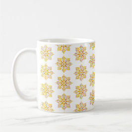 Caneca De Café Padrão Xadrez de Floco de Neve de Feriado Amarelo