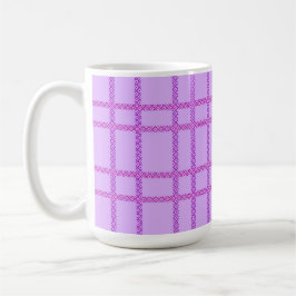 Caneca De Café Padrão xadrez de flores rosa e roxo