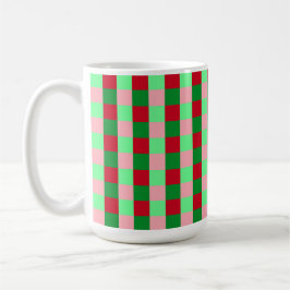 Caneca De Café Padrão Xadrez de Natal Contemporâneo