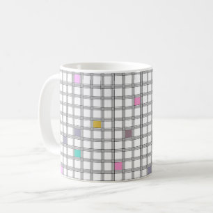 Caneca De Café Padrão Xadrez Geométrico Multicolorido