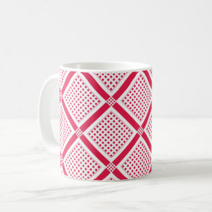 Caneca De Café Padrão xadrez geométrico vermelho e branco retrô