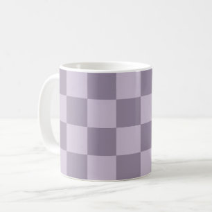 Caneca De Café Padrão Xadrez Lavanda Suave Minimalista
