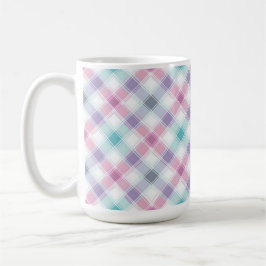 CANECA DE CAFÉ PADRÃO XADREZ PÁSCOA RÓSEO PÚRPURA AQUA