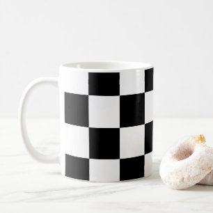 Caneca De Café Padrão Xadrez Preto e Branco
