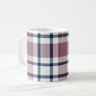 Caneca De Café Padrão xadrez retro marrom cinza branco claro