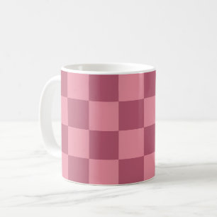 Caneca De Café Padrão Xadrez Rosa Minimalista