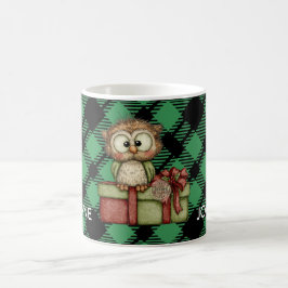 Caneca De Café Padrão Xadrez Verde de Férias Clássico Personaliza