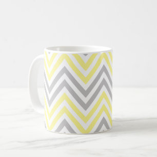 Caneca De Café Padrão Zigzag, Padrão Chevron, Amarelo, Cinza