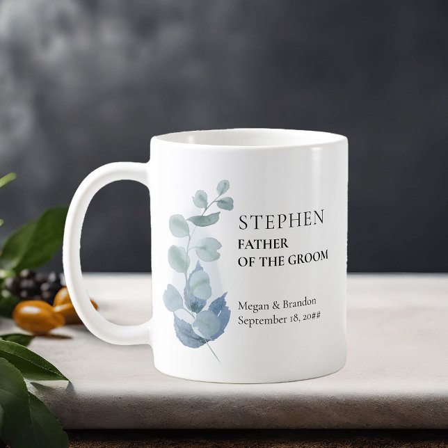 Caneca De Café Padre do Casamento Eucalyptus Greenery (Eucalyptus wedding parents gift to personalize for anyone or everyone in your wedding party)