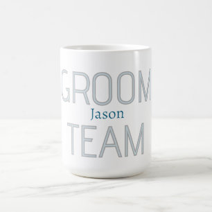 Caneca De Café padrinho noivo equipe cinza azul branco solteirão