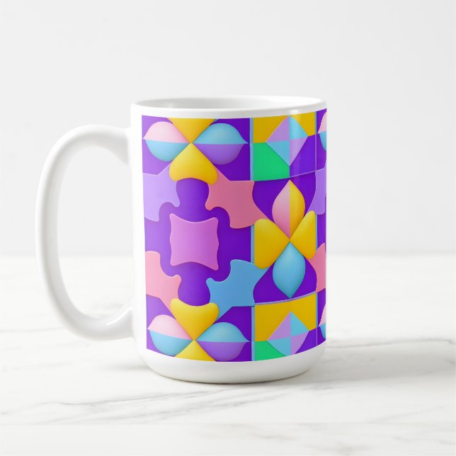 Caneca De Café Padrões Abstrato geométricos coloridos (Esquerda)