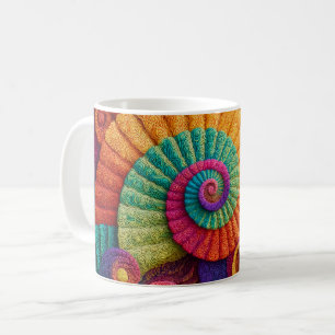 Caneca De Café Padrões Abstratos de Espiral Vibrante