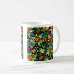 Caneca De Café Padrões Clássicos de Natal, Mug Clássica, 11 oz