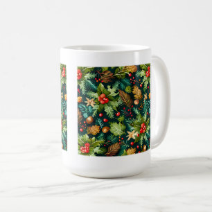 Caneca De Café Padrões Clássicos de Natal, Mug Clássica, 15 oz