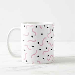 Caneca De Café Padrões cor-de-rosa e pontos pretos Padrões Memphi