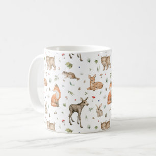 Caneca De Café Padrões de Animais da Floresta Cura