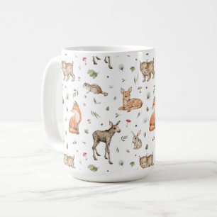 Caneca De Café Padrões de Animais da Floresta Cura