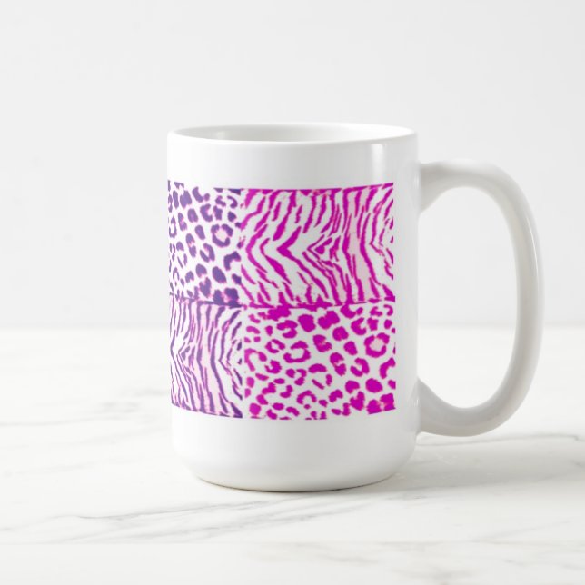 Caneca De Café Padrões de Animais Selvagens Rosa e Roxo (Direita)