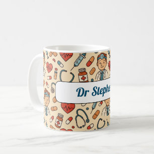 Caneca De Café Padrões de ciência do médico cartoon