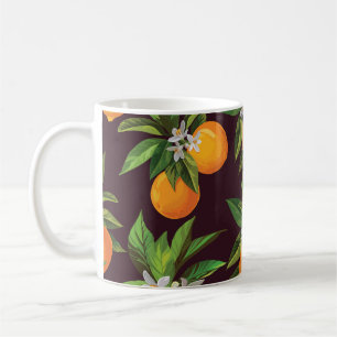 Caneca De Café Padrões De Citros, Laranjas De Limões Vintage.