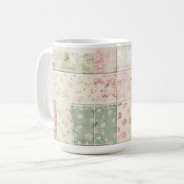 Caneca De Café Padrões de Colcha Floral Rosa Menta Fazenda Ociden